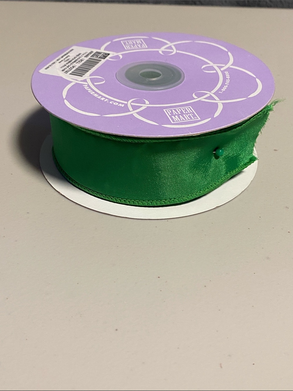 Emerald Green Wire Edged Satin Ribbon Spool